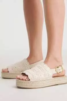 Эспадрильи широкого кроя на плоской платформе с открытым носком и пяткой на пятке Simply Be, бежевый