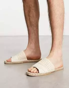 Эспадрильи-слипоны ASOS DESIGN из сочетания каменной ткани и искусственной кожи