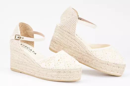 Эспадрильи Solsona крючком на танкетке Viscata, слоновая кость