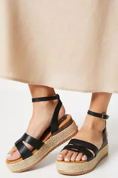 Эспадрильи среднего размера Ravni Comfort с вырезами на танкетке Dorothy Perkins, черный