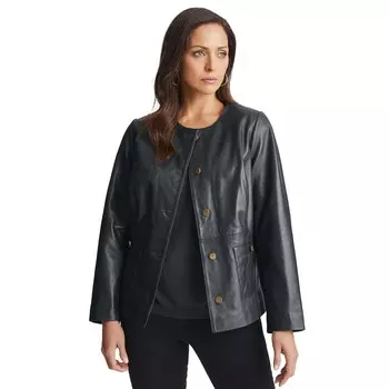 Jessica London Женская кожаная женская куртка больших размеров, черный