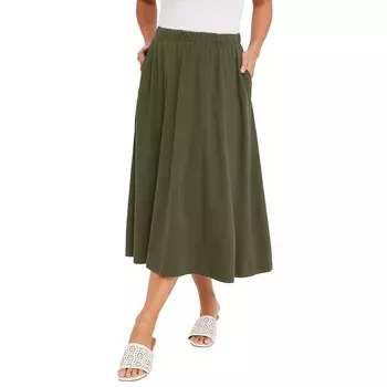 Jessica London Женская мягкая легкая юбка миди больших размеров, цвет Dark Olive Green