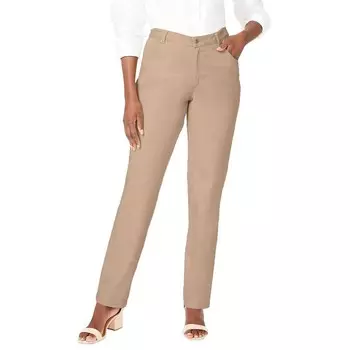 Jessica London Женские классические джинсы прямого кроя из хлопкового денима больших размеров для миниатюрных размеров, цвет New Khaki