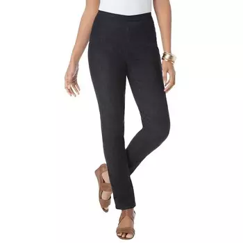 Jessica London Женские прямые джеггинсы из эластичного денима больших размеров больших размеров, черный