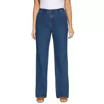 Jessica London Женские широкие джинсы из эластичного денима больших размеров истинного кроя, цвет Medium Stonewash