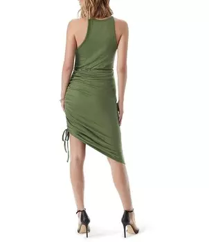 Jessica Simpson Syd Асимметричное платье со сборками и завязками по бокам, зеленый