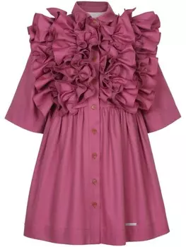 JESSIE AND JAMES платье из хлопка с гофрированной отделкой, фиолетовый