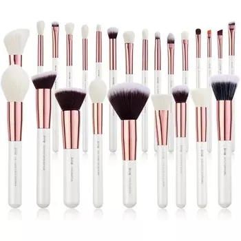 Jessup Brand Профессиональный набор кистей для макияжа Красота Косметическая основа Пудра Румяна для растушевки теней для век Хайлайтер Натуральные синтетические кисти для волос Жемчуг Белое розовое золото