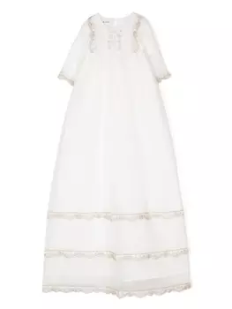 Jesurum Baby Valencienne embroidered dress, белый
