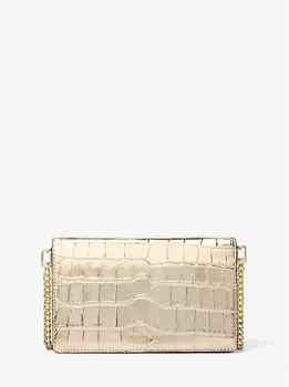 Jet Set Medium металлическая сумка через плечо из тисненой кожи крокодила Michael Kors, золотой
