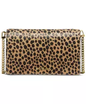 Jet Set Small Calf Hair Flap Chain Crossbody Michael Kors, коричневый/бежевый