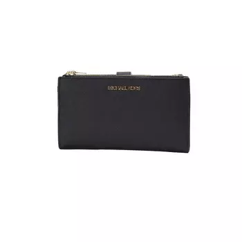 Jet Set Travel черный кожаный большой кошелек с двойной молнией на запястье Michael Kors
