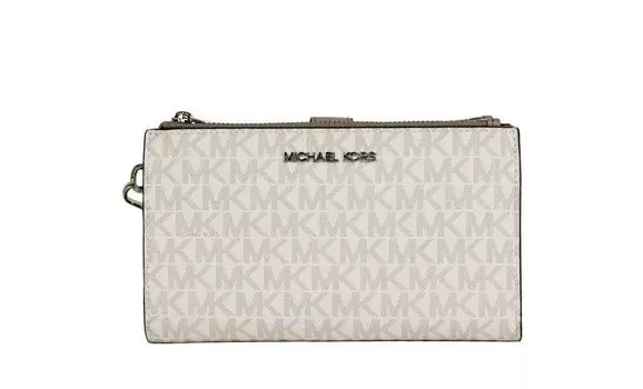 Jet Set Travel Яркий Белый ПВХ Большой Кошелек с Двумя Молниями На Ремне Michael Kors