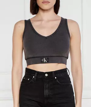Этикетка на футболке стираная Cropped fit Calvin Klein Jeans, черный