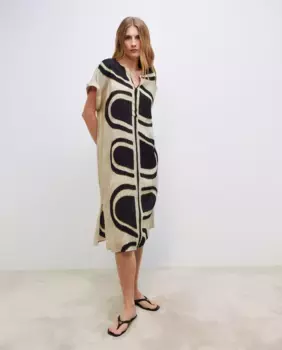 Этническое платье-кафтан аоп Woman El Corte Ingls, черный