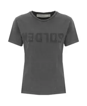 Это хлопковая футболка с круглым вырезом и нашивкой с логотипом. Golden Goose, серый