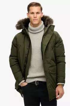 Эверест искусственный мех парка пальто куртка Superdry, зеленый