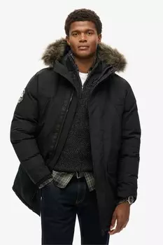 Эверест искусственный мех парка пальто куртка Superdry, черный