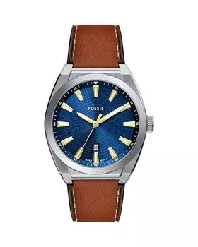 Эверетт, часы, 42 мм Fossil, синий
