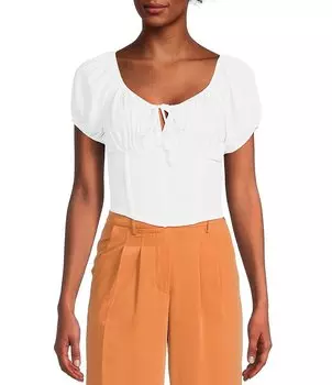 Эволюционный координационный топ-крестьянский корсет с овальным вырезом Evolutionary, белый