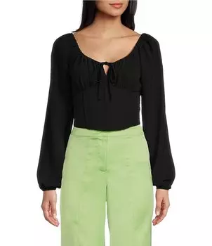 Эволюционный корсетный топ с длинными рукавами и завязкой спереди Evolutionary, черный