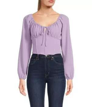 Эволюционный корсетный топ с длинными рукавами и завязкой спереди Evolutionary, фиолетовый