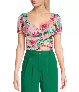 Эволюционный топ с короткими рукавами и принтом на талии Evolutionary, розовый