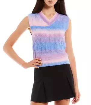 Эволюционный вязаный свитер с градиентом тай-дай и жилет Evolutionary, мультиколор