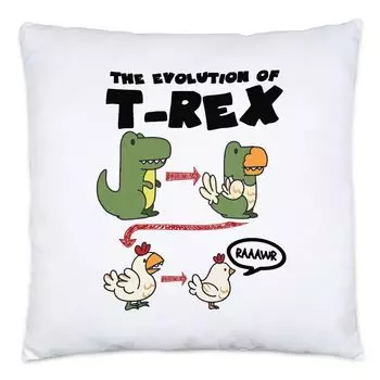 Эволюция подушки тираннозавра, включая наполнитель от тираннозавра до куриного динозавра. Идея подарка смешно Hey!Print
