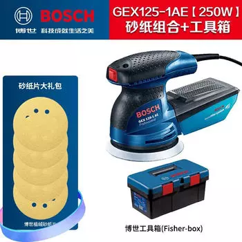 Шлифовальная машина эксцентриковая Bosch GEX125-1AE, 250W + насадки
