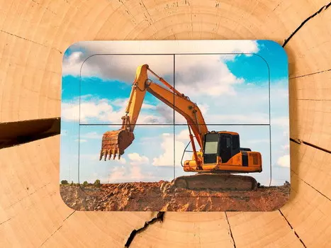 Экскаватор, деревянный пазл с четырьмя элементами, основа с подписью, первый пазл Inna marka