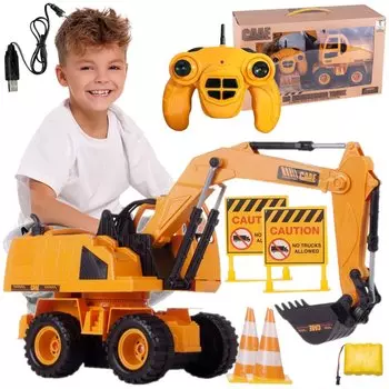 Экскаватор с дистанционным управлением на колесах с подвижным ковшом и звуковым светом Z721 elektrostator