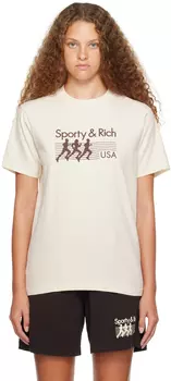 Эксклюзивная белая футболка Sporty & Rich SSENSE Off-White