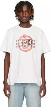 Эксклюзивная белая футболка SSENSE «Год Змеи» MM6 Maison Margiela, кремовый