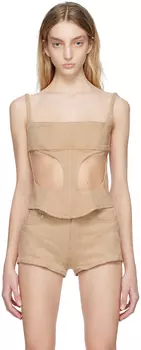 Эксклюзивная бежевая майка SSENSE Mugler