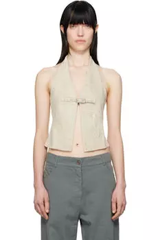 Эксклюзивная бежевая майка-топ Beverly Denim от SSENSE Gimaguas