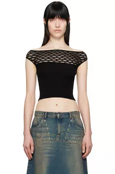 Эксклюзивная черная футболка Avenue с открытыми плечами от SSENSE Gimaguas