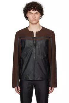 Эксклюзивная черная кожаная куртка байкера Ssense Deadwood, мультиколор