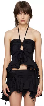 Эксклюзивная черная майка SSENSE с оборками и баской Emily Watson