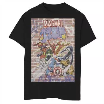 Эксклюзивная футболка Marvel D23 1980 года с граффити для мальчиков 8–20 лет, групповой снимок, графическая футболка Marvel