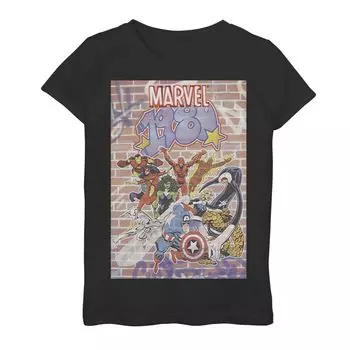 Эксклюзивная футболка Marvel D23 с граффити 1980 года для девочек 7–16 лет Marvel