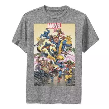 Эксклюзивная футболка с графическим рисунком Marvel D23 для мальчиков 8–20 лет, поза действия, коллаж, постер, перформанс Marvel
