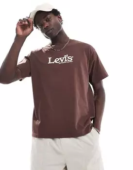 Эксклюзивная коричневая футболка Levi's x ASOS с ретро-логотипом на груди