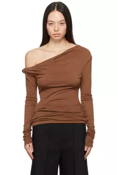 Эксклюзивная коричневая футболка Manahou с длинным рукавом 'Elemental by Paris Georgia' от Ssense Paris Georgia, цвет cacao