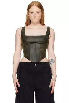 Эксклюзивная коричневая майка из искусственной кожи от SSENSE MISBHV