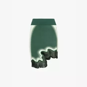 Эксклюзивная мини-юбка из смеси переработанной вискозы и эластичной ткани, украшенная бахромой Ph5, зеленый