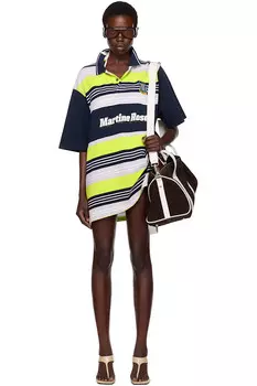 Эксклюзивная поло с разноцветными панелями и оверсайз-кроем от Ssense Martine Rose, синий