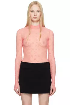 Эксклюзивная розовая футболка Moonogram Flock Second Skin от SSENSE Marine Serre