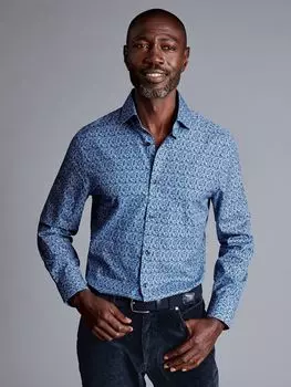 Эксклюзивная рубашка узкого кроя с принтом Charles Tyrwhitt, индиго синий