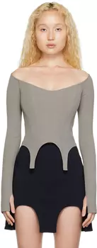 Эксклюзивная серая футболка с длинным рукавом SSENSE Arch Dion Lee